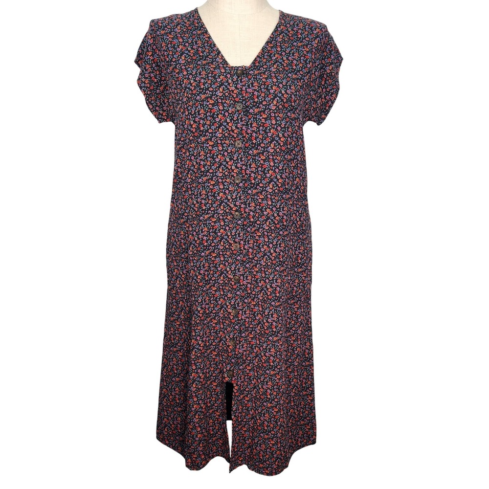 Madewell Easy Midi Dress Small Button-Front Fieldwalk Floral Ditzy AL716